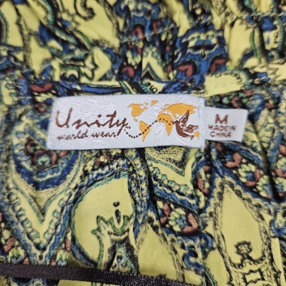Unity World Wear Bohemian Style Blouse Chartreuse… - image 7